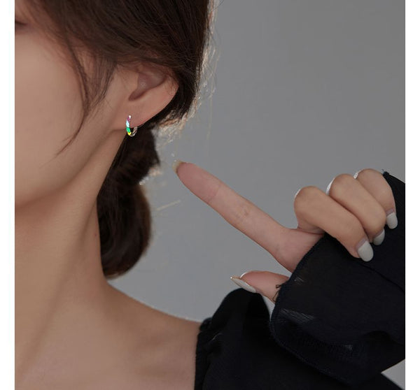 Hoop Glaze Earring Silver Sterling FashionChic