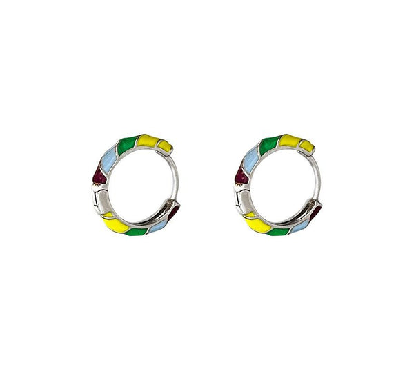 Hoop Glaze Earring Silver Sterling FashionChic