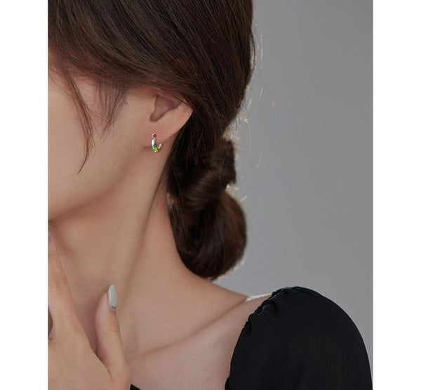 Hoop Glaze Earring Silver Sterling FashionChic