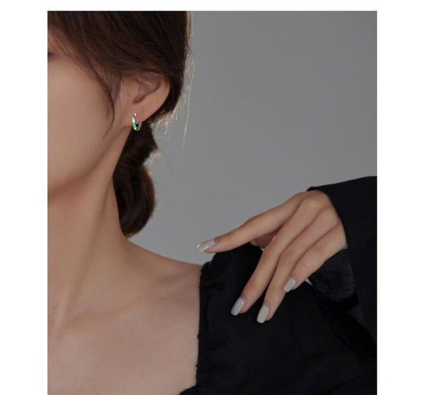 Hoop Glaze Earring Silver Sterling FashionChic