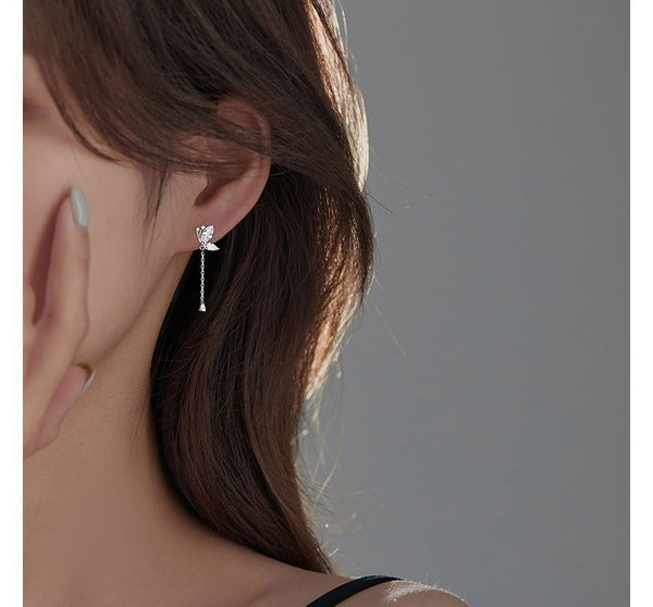 Earring Sterling Dangle Butterfly Silver FashionChic