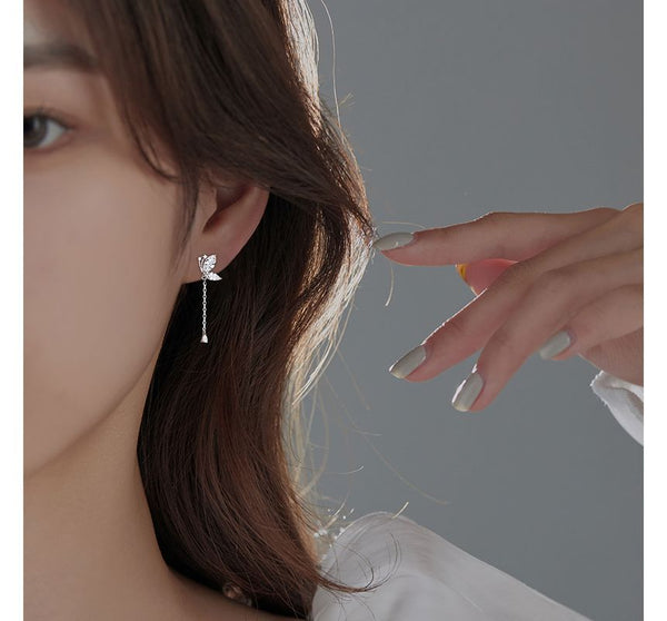 Earring Sterling Dangle Butterfly Silver FashionChic