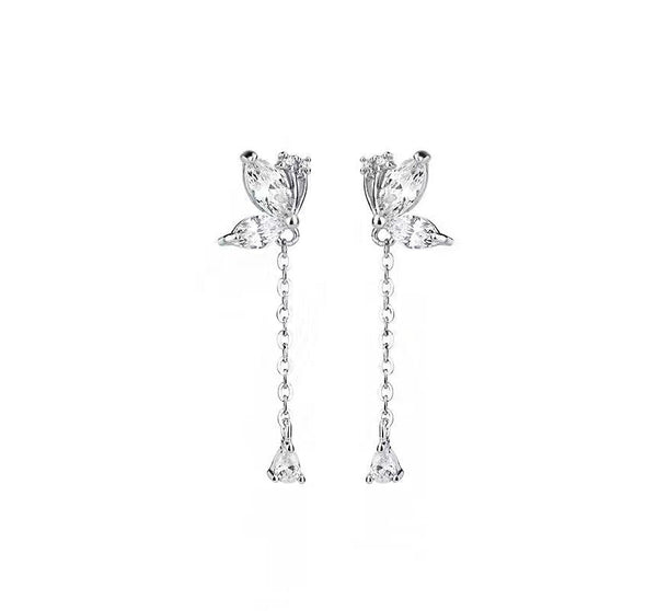 Earring Sterling Dangle Butterfly Silver FashionChic
