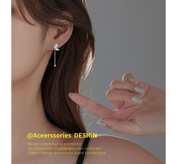 Earring Sterling Dangle Butterfly Silver FashionChic