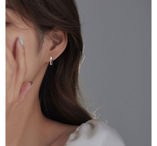 Earring Hoop Silver Smiley Sterling FashionChic