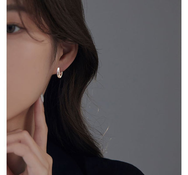 Earring Hoop Silver Smiley Sterling FashionChic