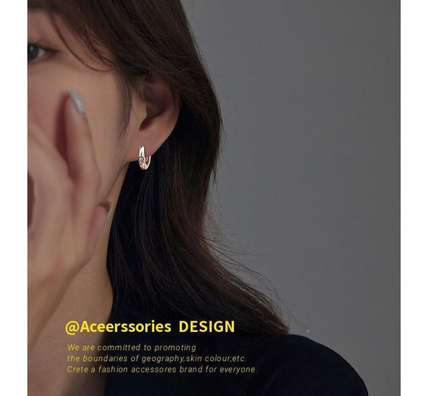 Earring Hoop Silver Smiley Sterling FashionChic