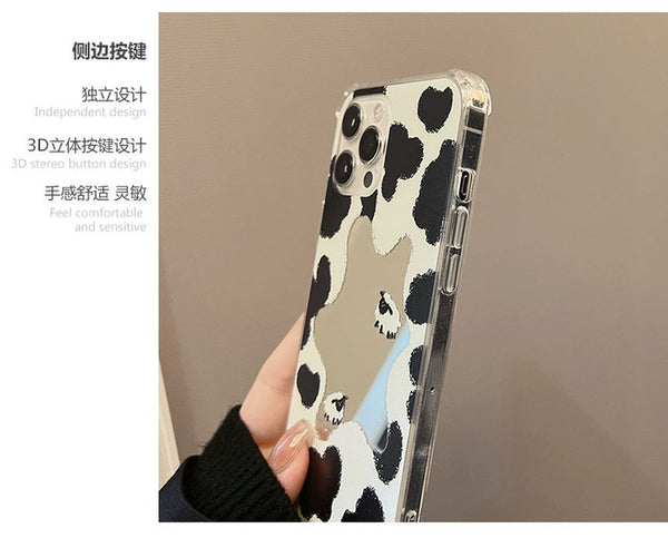 Cow Case Mirrored Milk Print Phone FashionChic