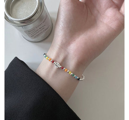 Smiley Sterling Bracelet Silver Face Rainbow FashionChic