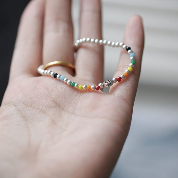 Smiley Sterling Bracelet Silver Face Rainbow FashionChic