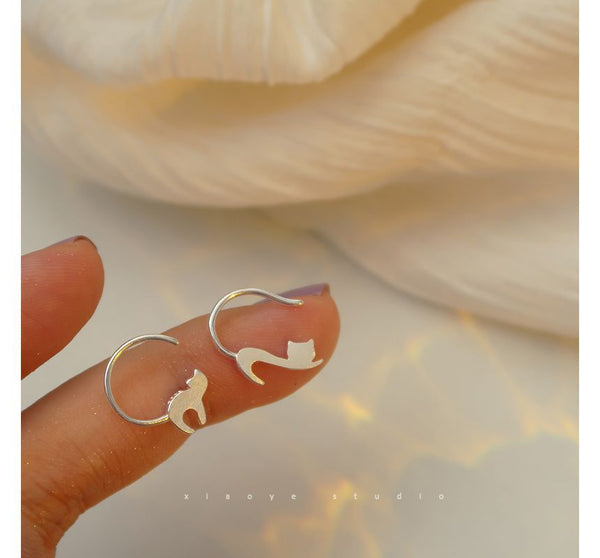 Silver Cat Earring Sterling FashionChic