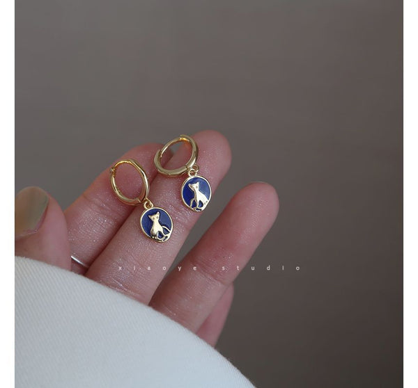 Earring Dangle Cat Silver Sterling FashionChic