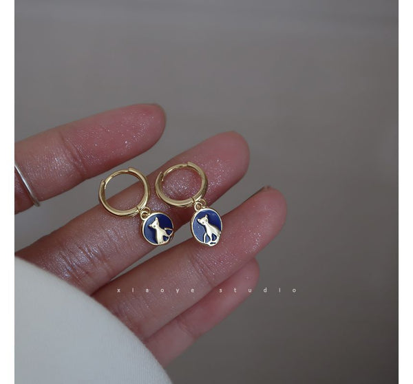 Earring Dangle Cat Silver Sterling FashionChic