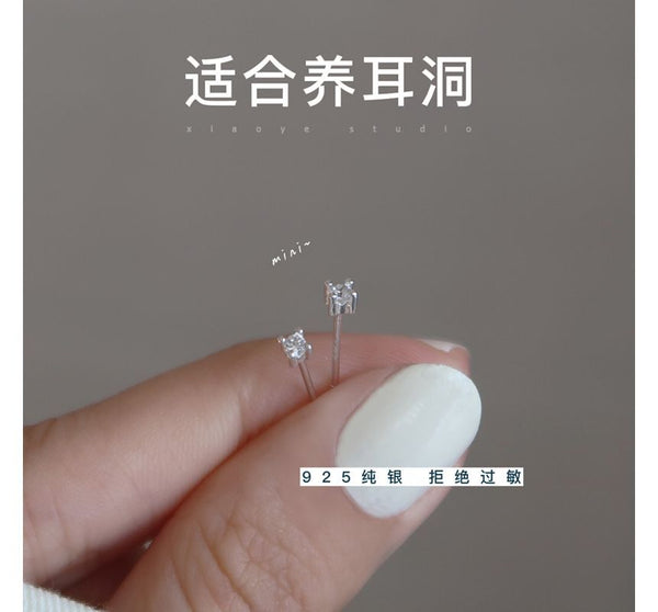 Sterling Rhinestone Stud Silver Earring FashionChic