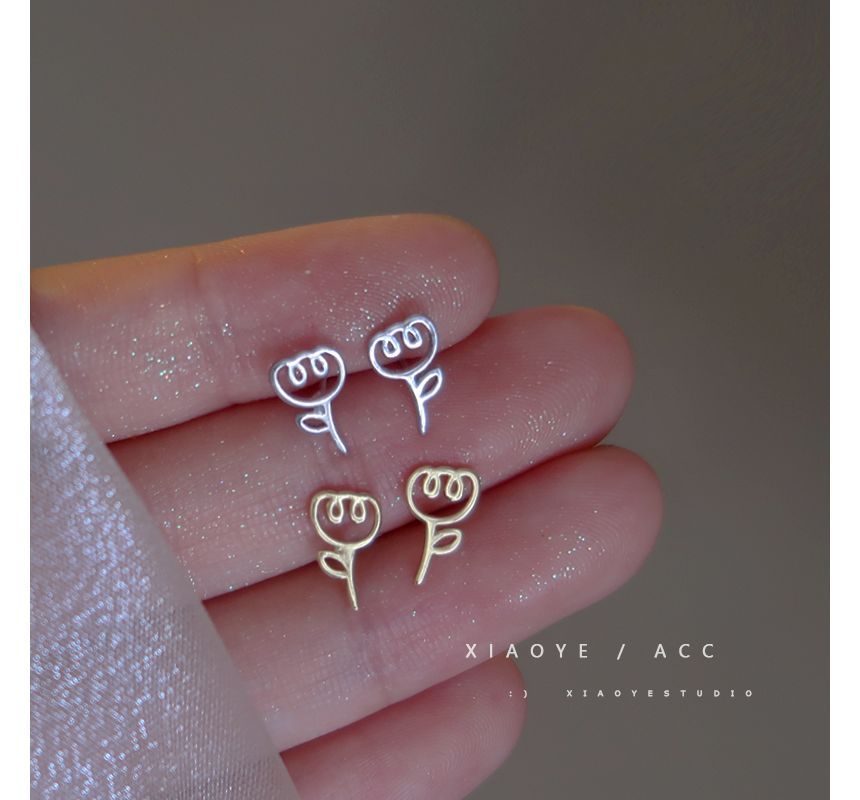 Earring Floral Sterling Silver FashionChic