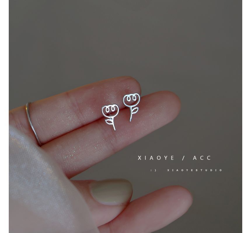 Earring Floral Sterling Silver FashionChic
