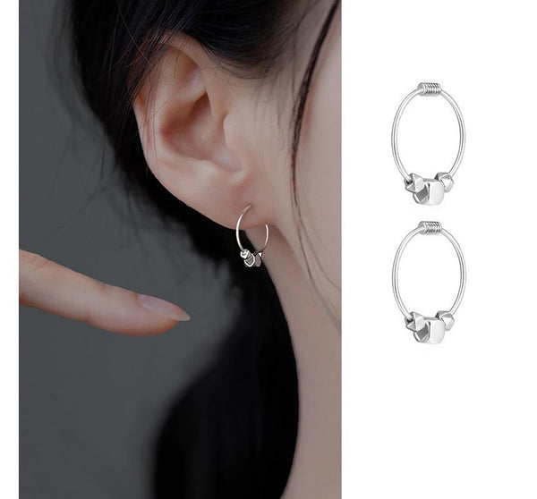 Earring Hoop Bead Sterling Silver FashionChic