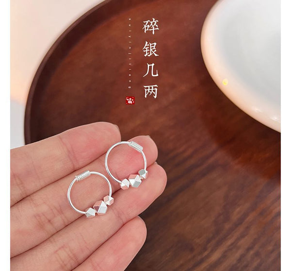 Earring Hoop Bead Sterling Silver FashionChic