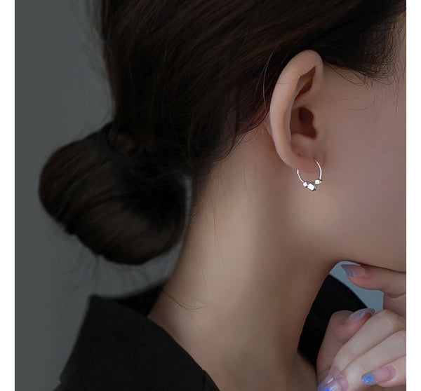 Earring Hoop Bead Sterling Silver FashionChic