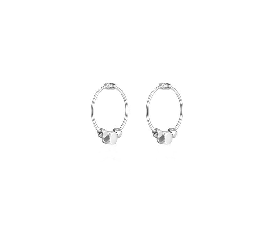 Earring Hoop Bead Sterling Silver FashionChic