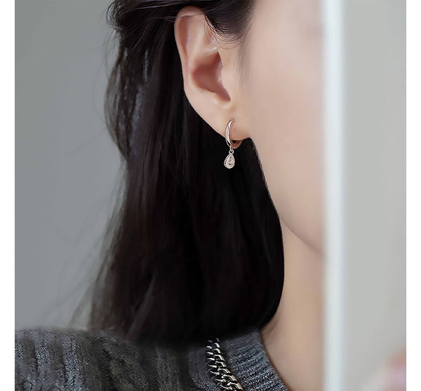 Sterling Earring Dangle Droplet Rhinestone Silver FashionChic
