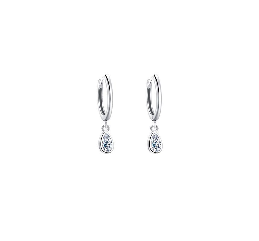 Sterling Earring Dangle Droplet Rhinestone Silver FashionChic