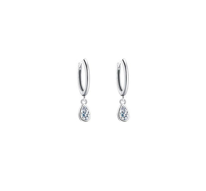 Sterling Earring Dangle Droplet Rhinestone Silver FashionChic