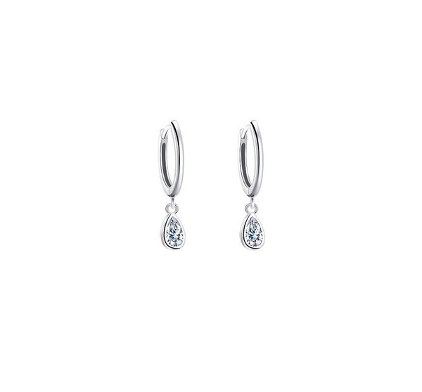Sterling Earring Dangle Droplet Rhinestone Silver FashionChic