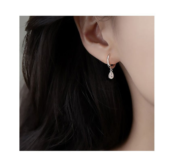Sterling Earring Dangle Droplet Rhinestone Silver FashionChic