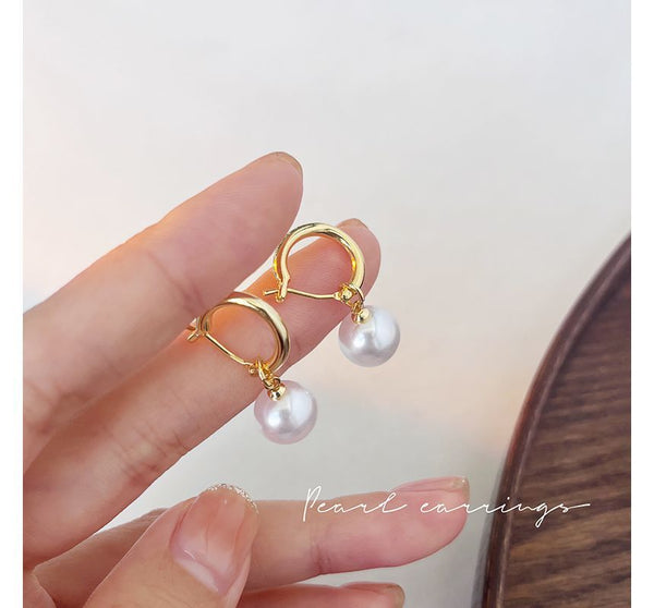 Pearl Faux Earring Dangle Silver Sterling FashionChic