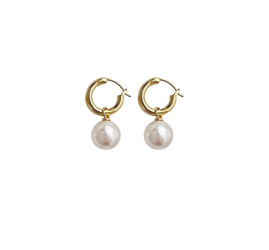 Pearl Faux Earring Dangle Silver Sterling FashionChic