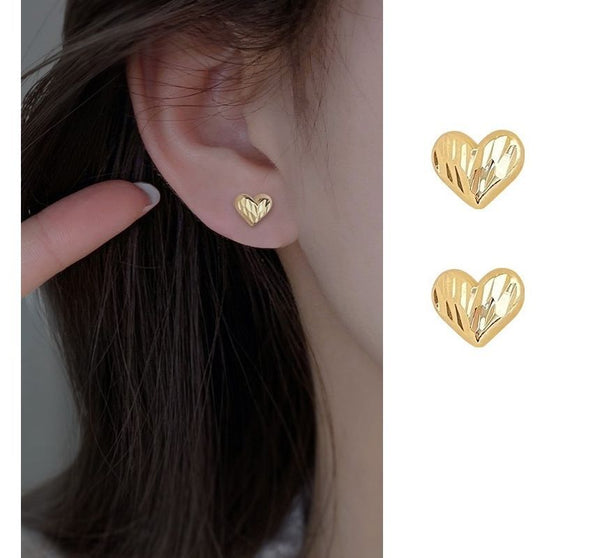 Sterling Earring Heart Silver Textured FashionChic