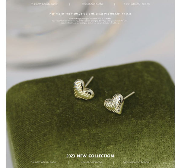 Sterling Earring Heart Silver Textured FashionChic