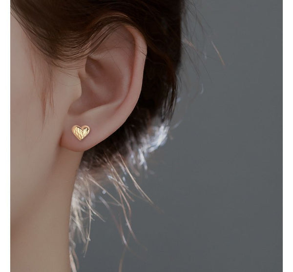 Sterling Earring Heart Silver Textured FashionChic