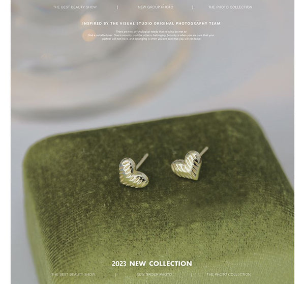 Sterling Earring Heart Silver Textured FashionChic