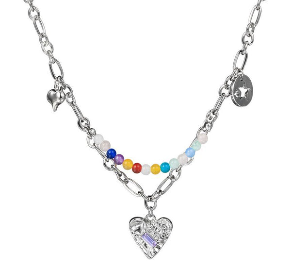 Bead Sterling Pendant Silver Choker Heart FashionChic