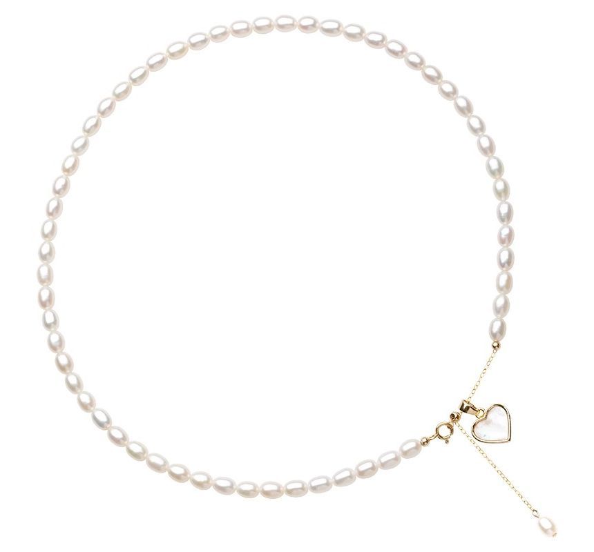 Heart Pearl Faux Choker Pendant Shell FashionChic