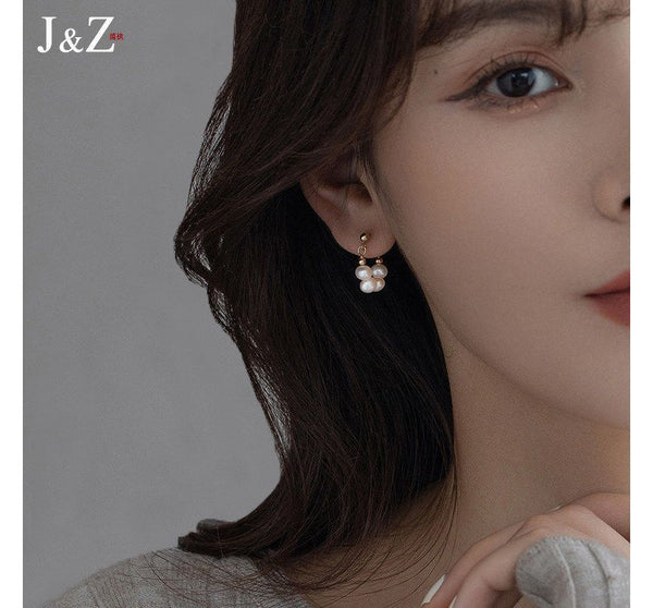 Faux Alloy Pearl Hoop Chain Earring FashionChic