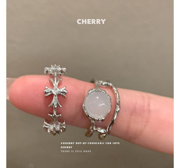 Ring Cross Faux Set Moonstone / Open FashionChic