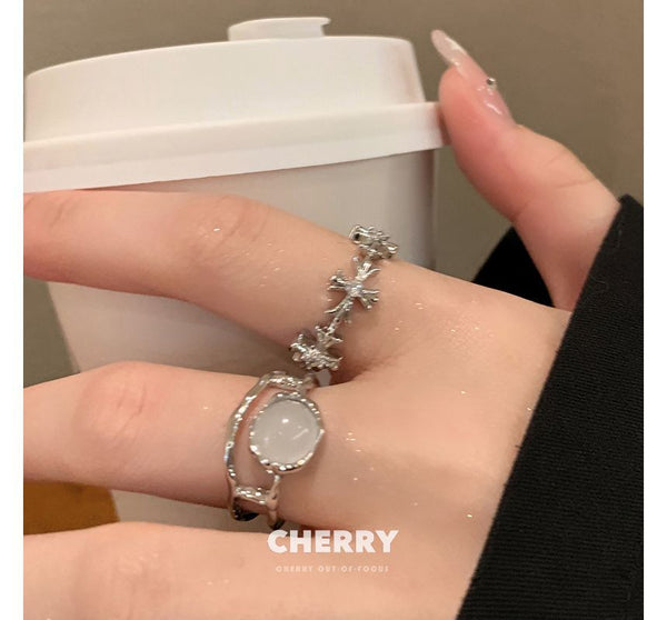 Ring Cross Faux Set Moonstone / Open FashionChic