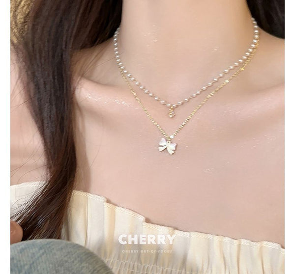 Necklace Faux Pearl Layered FashionChic