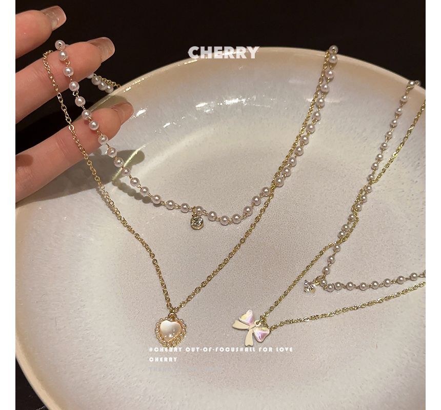 Necklace Faux Pearl Layered FashionChic