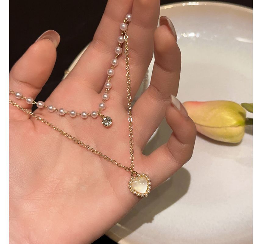 Necklace Faux Pearl Layered FashionChic