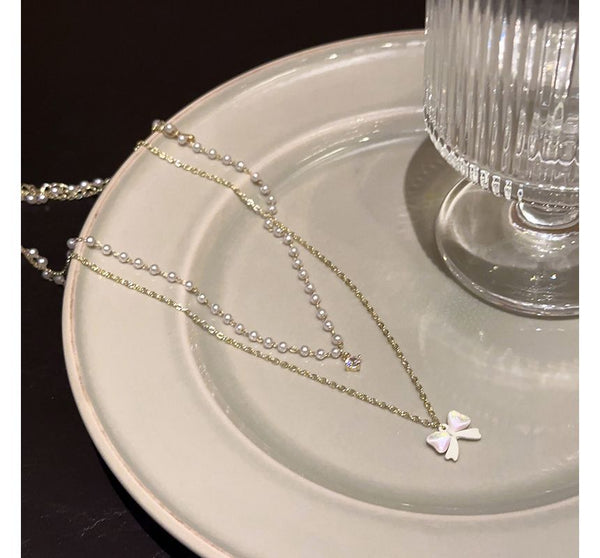 Necklace Faux Pearl Layered FashionChic