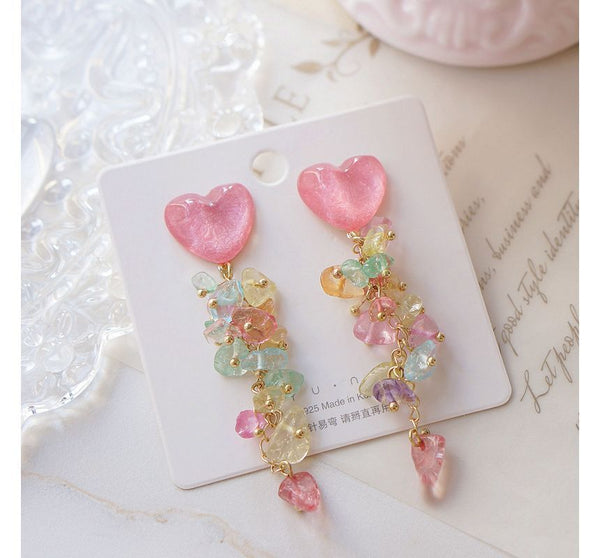 Dangle Floral Earring Acrylic Heart FashionChic
