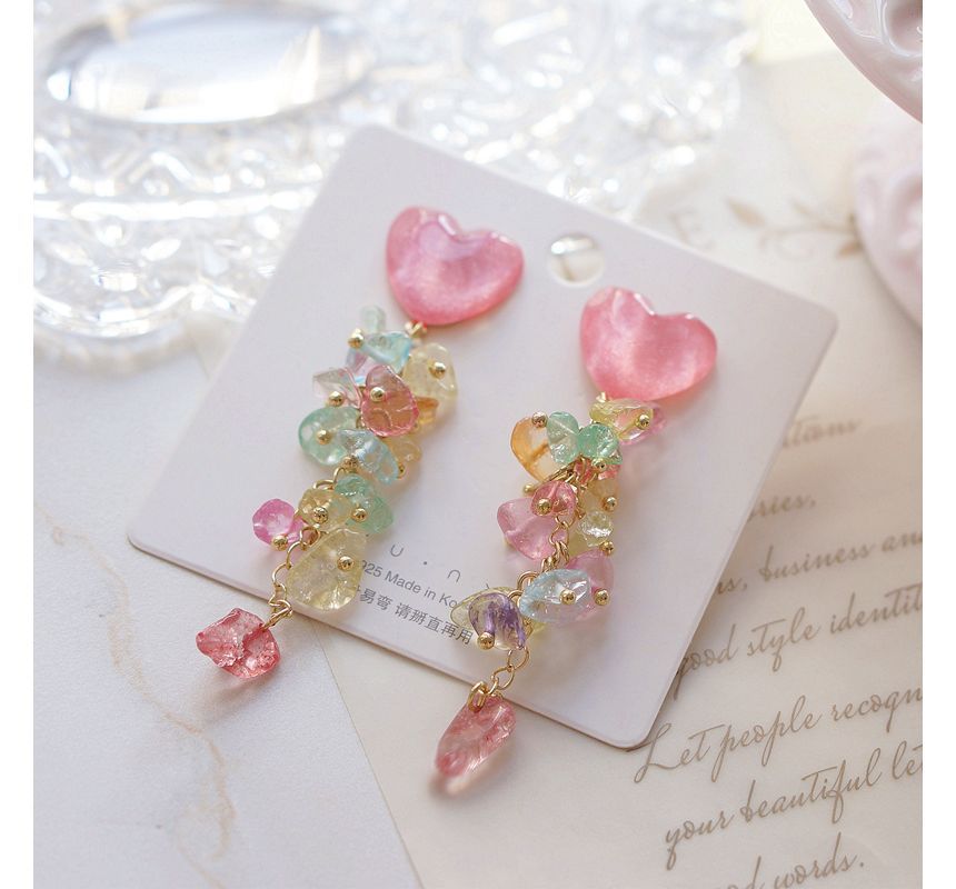 Dangle Floral Earring Acrylic Heart FashionChic