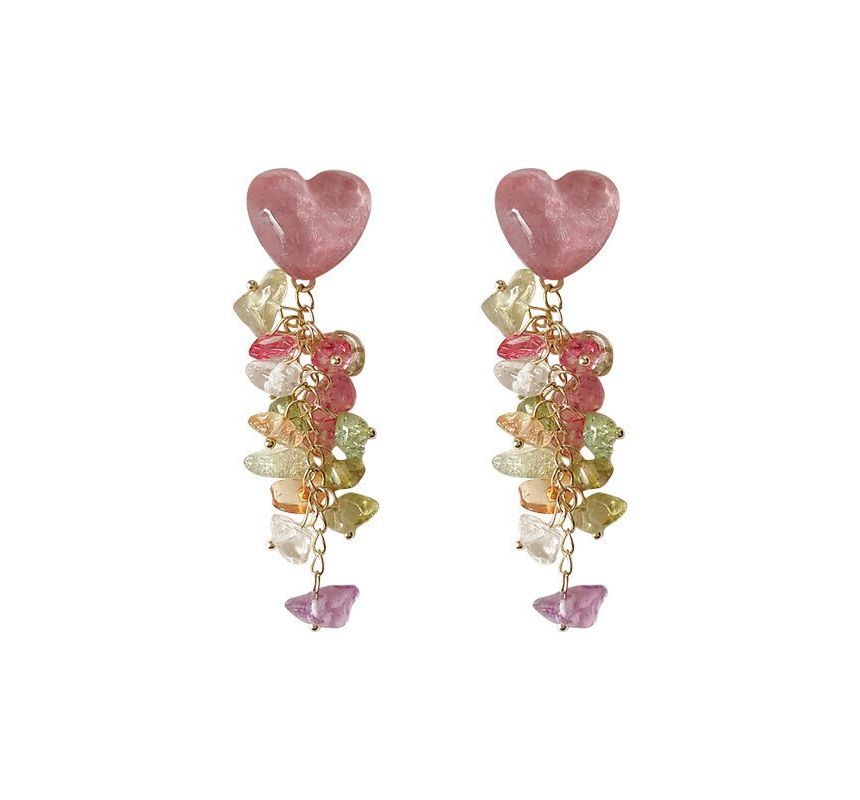 Dangle Floral Earring Acrylic Heart FashionChic