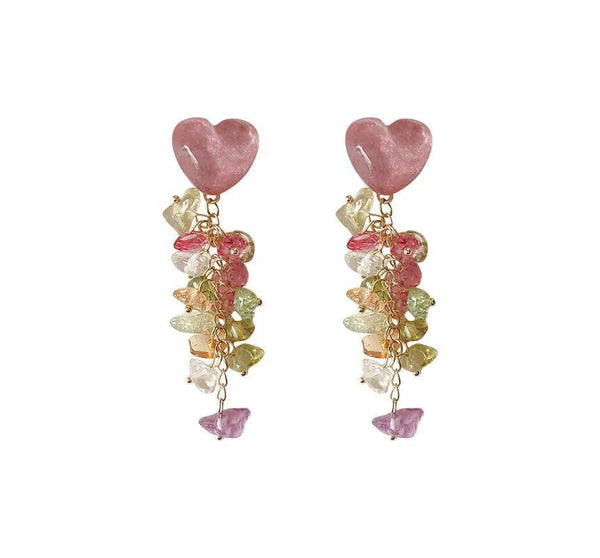 Dangle Floral Earring Acrylic Heart FashionChic