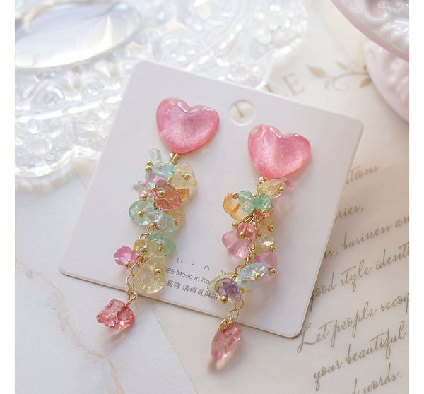 Dangle Floral Earring Acrylic Heart FashionChic
