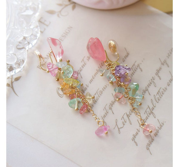 Dangle Floral Earring Acrylic Heart FashionChic